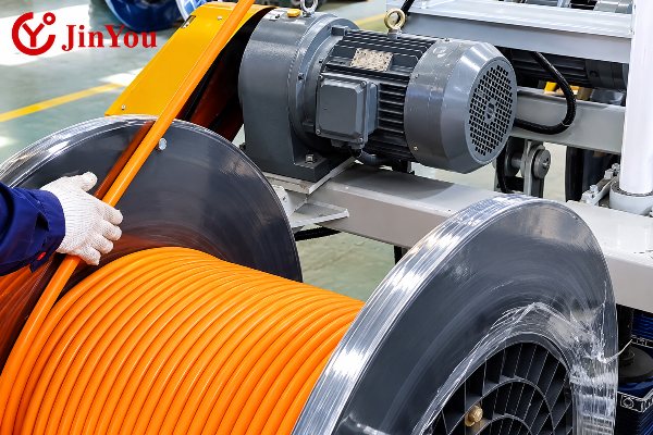 Industrial utility-scale battery energy storage system (BESS) on site illustrating DC cable installation environment
