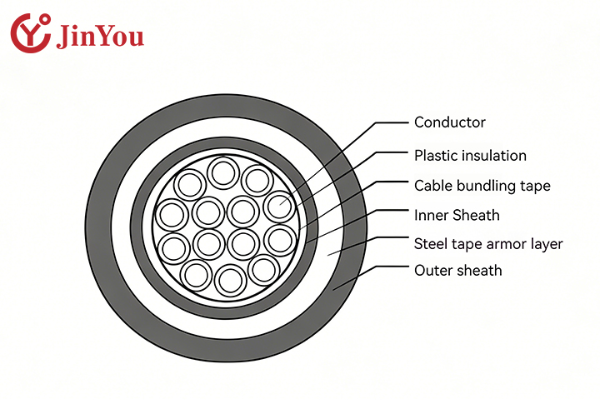 Steel-tape armored construction for mechanical route