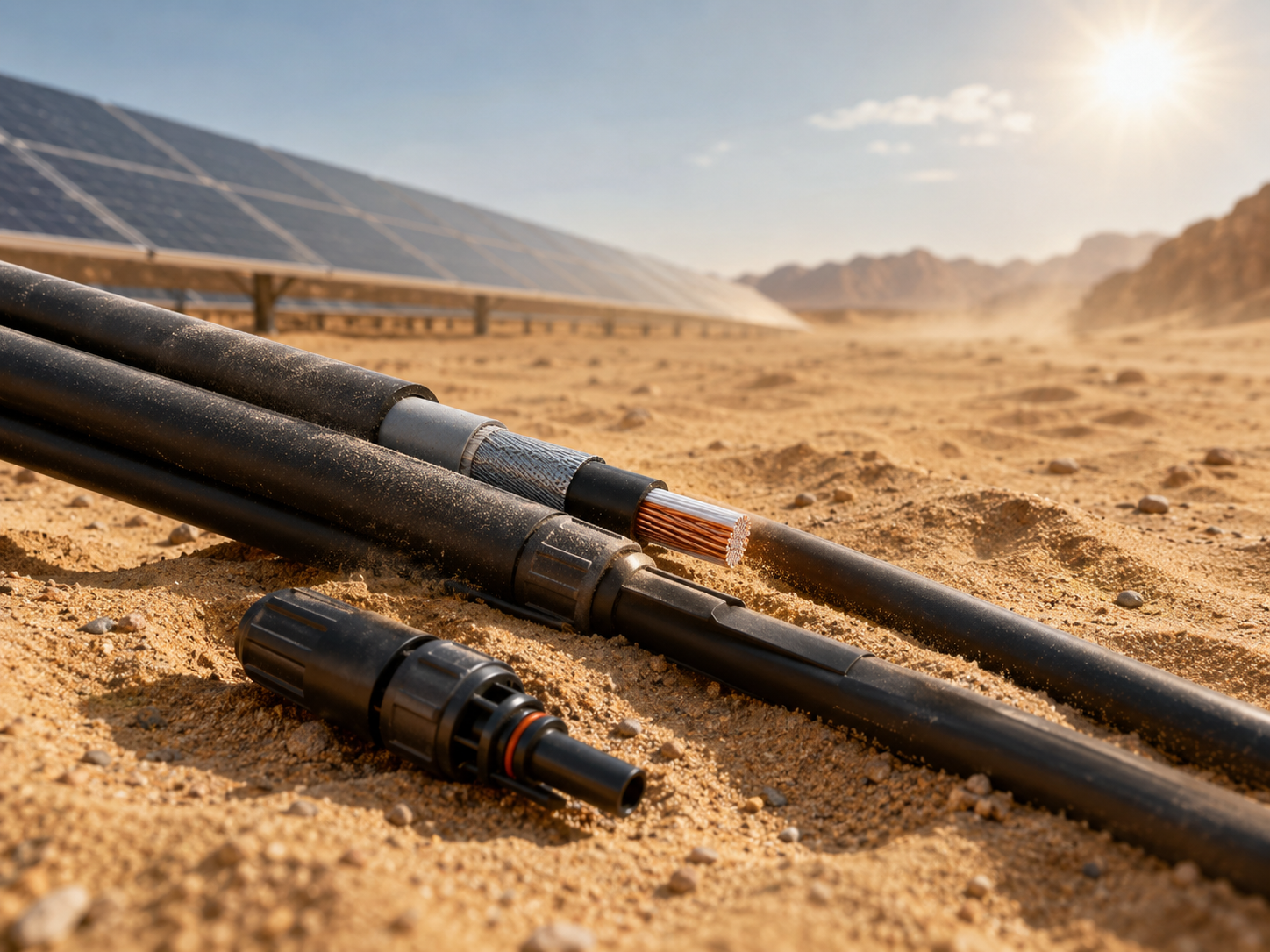 Desert solar cable installation environment visualization