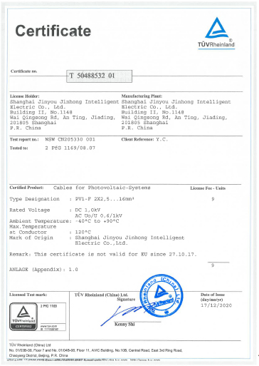 Jinyou Cable Certification 10
