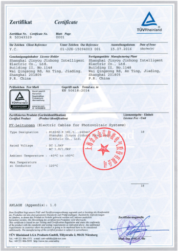 Jinyou Cable Certification 7