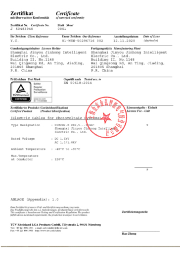 Jinyou Cable Certification 8