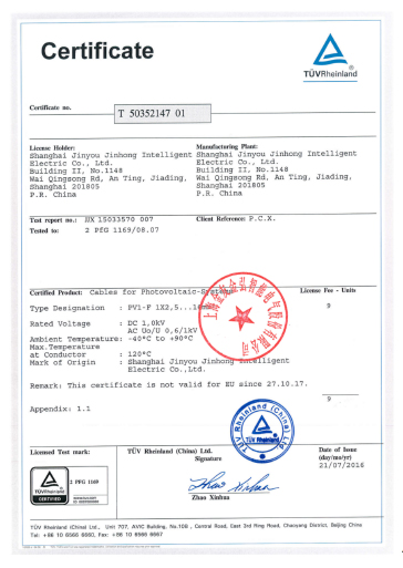 Jinyou Cable Certification 9