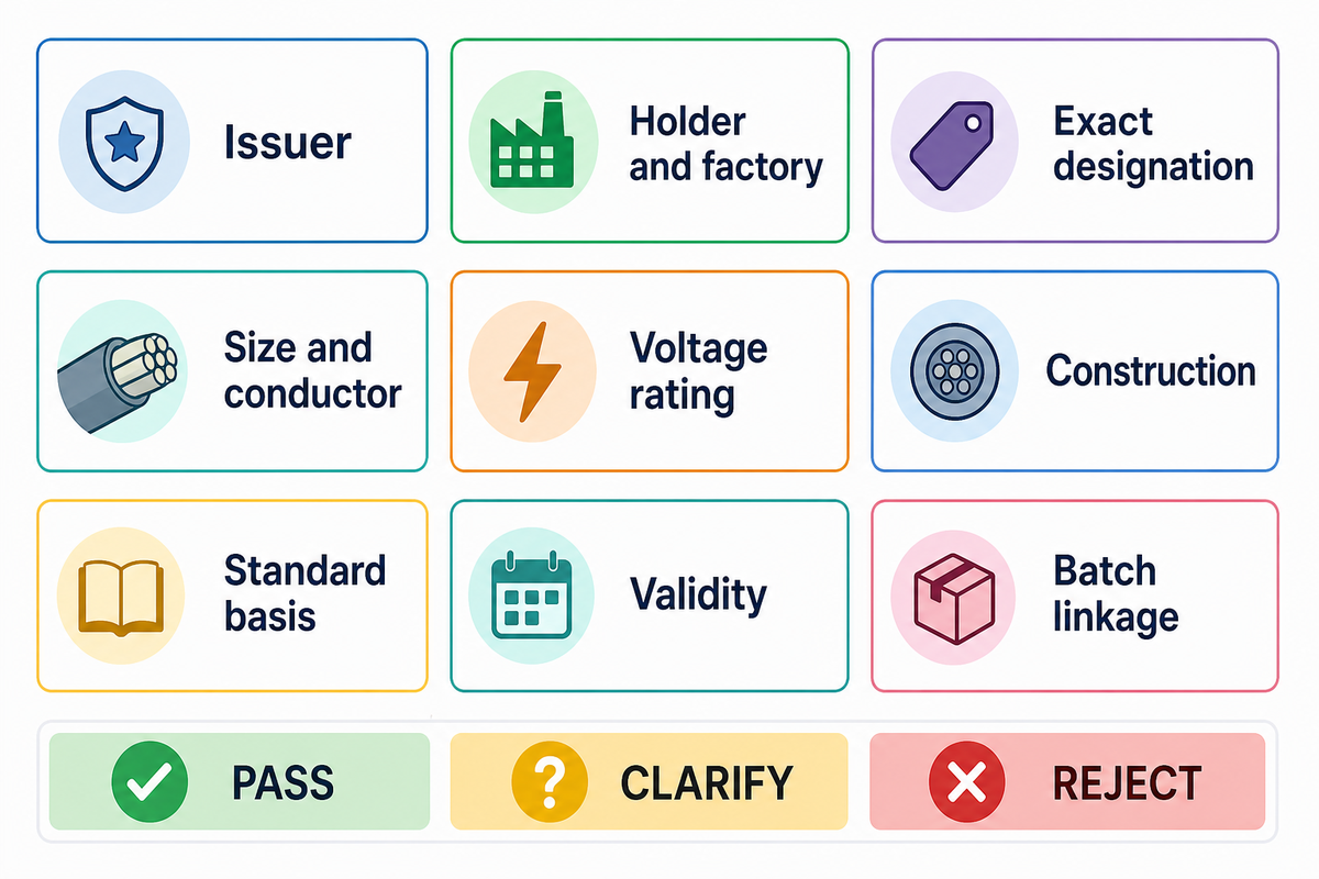 The 9-Field PV-CQ Approval Pack Comparator — JINYOU Cable