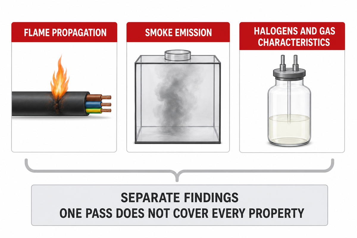 Fire, smoke and chemical results are separate findings — JINYOU Cable
